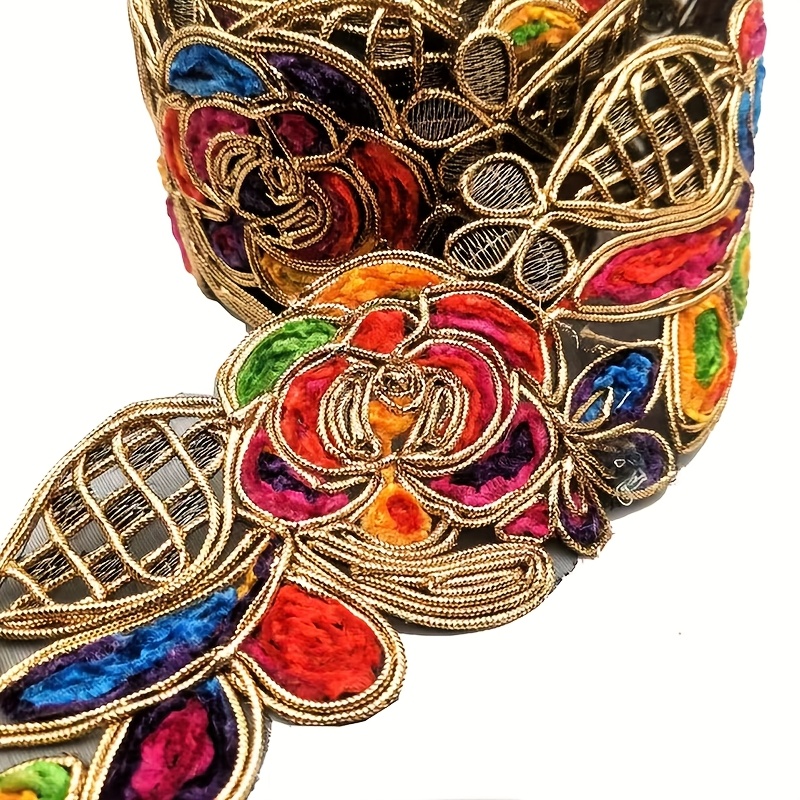 Ethnic Tie-Dye Cord Embroidered Lace for DIY